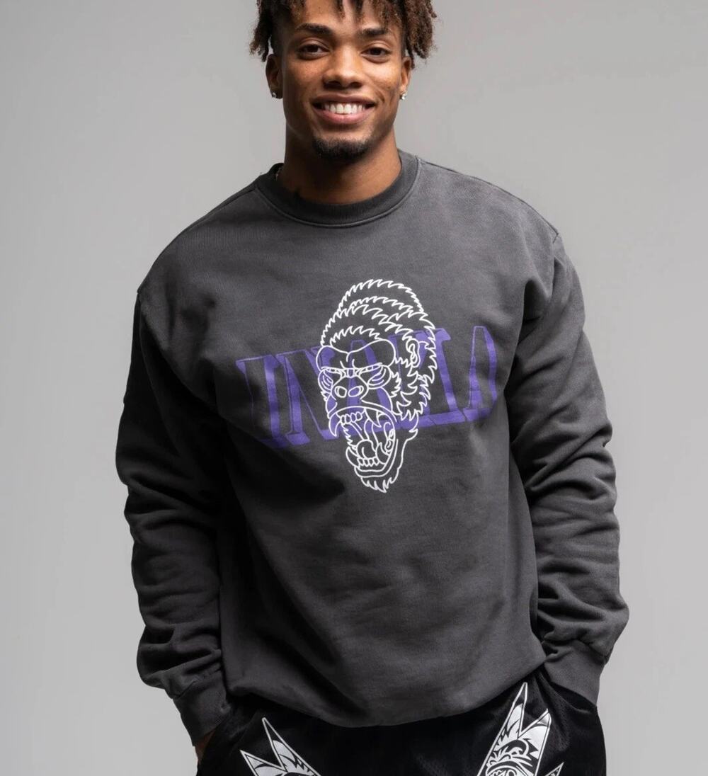 Inaka Power Men's Slate Gray Pullover Crewneck Sweater w/ Gorilla Graphic Size M